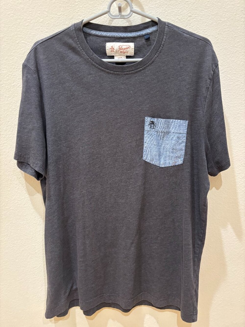 Men's Original Penguin Navy Blue Pocket Tee - Large